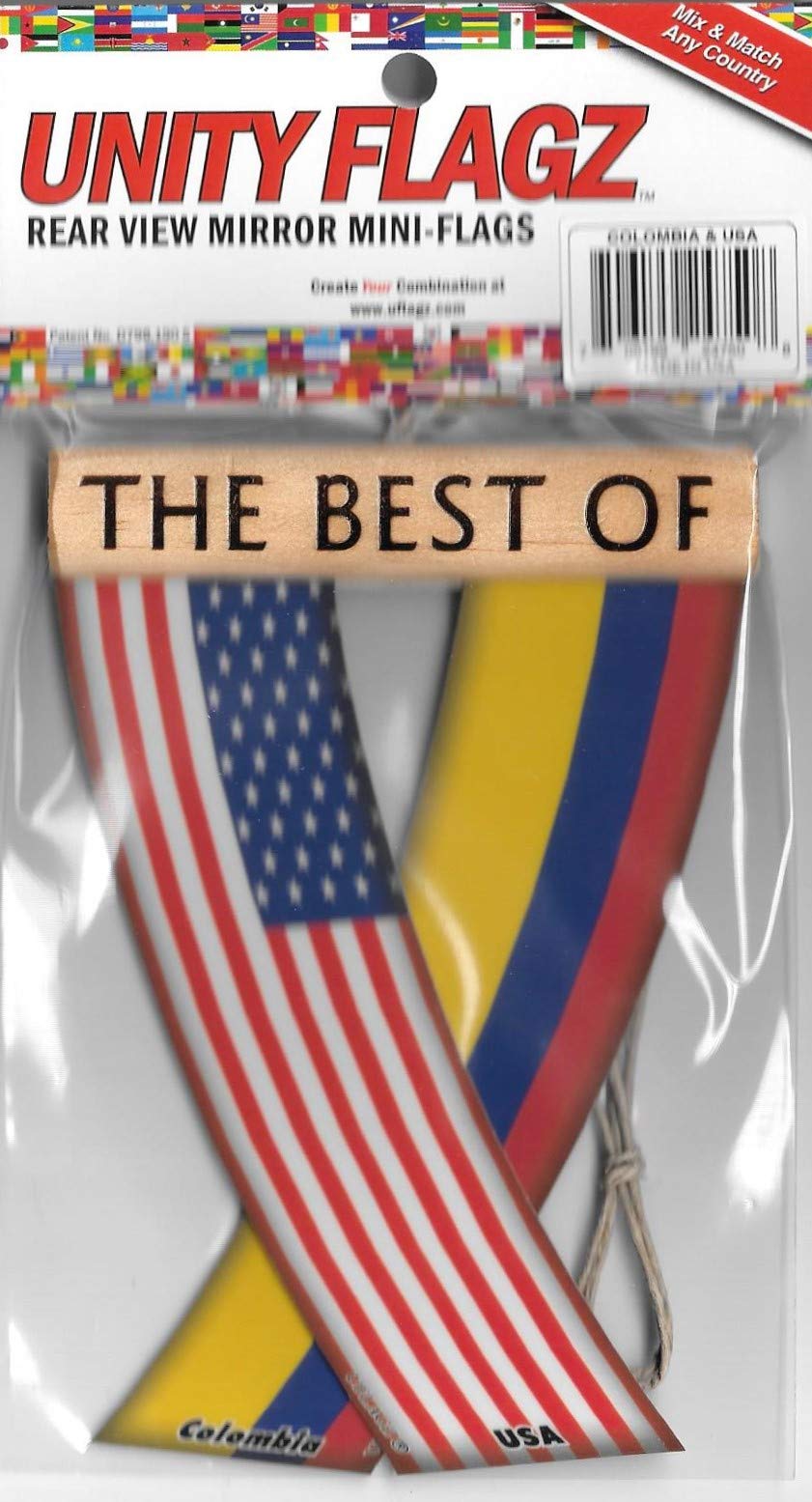 Colombian and American Unity Car Rearview Mirror Hanging Flags - Mini Banner for Cars, Trucks & SUVs - Show Your Pride on the Road | Perfect for Travel, Road Trips & Cultural Celebrations