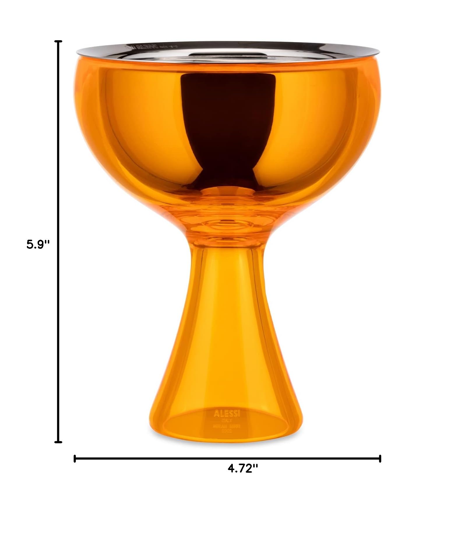 Alessi Big Love Ice Cream Bowl and Spoon Set - Orange Color, Durable Melamine Dessert Dish with Matching Spoon - Perfect for Ice Cream, Gelato, Pudding & Sweet Treats at Home or Parties