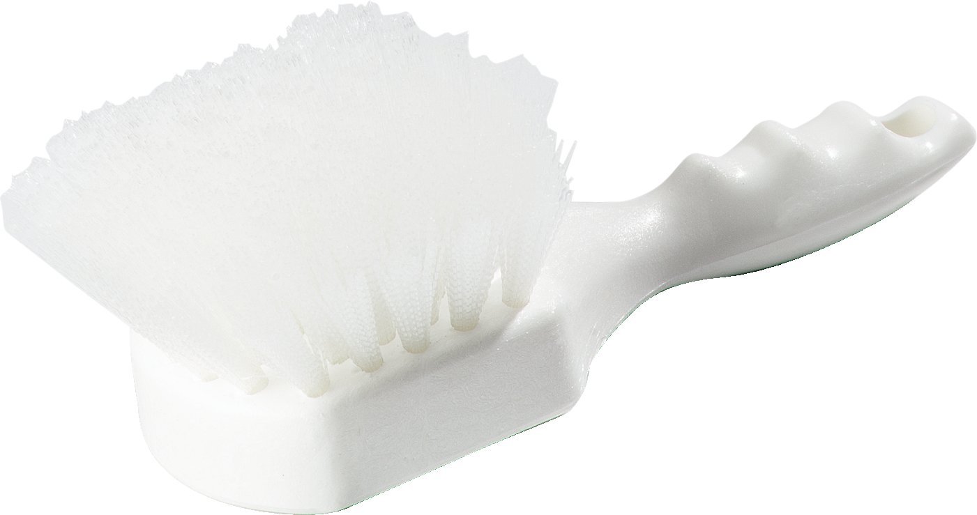 SPARTA 4054200 Nylon Dish Scrub Brush - Heavy Duty Utility Cleaning Brush with Hanging Hole - 8 Inch White Kitchen Brush for Dishwashing, Pots, Pans & Countertops - Perfect for Home, Restaurant & Commercial Use