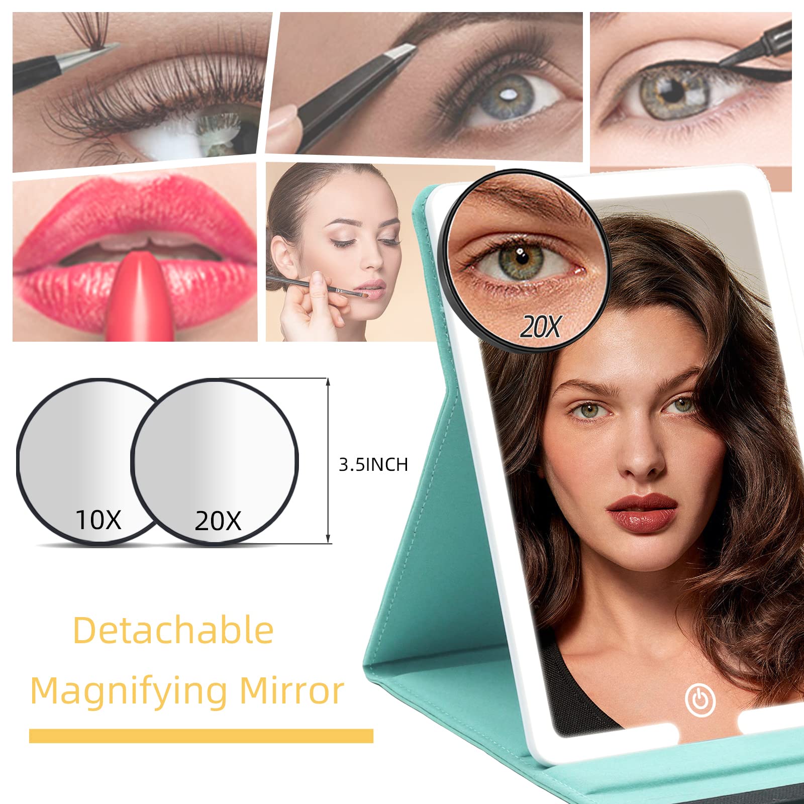 Portable LED Travel Makeup Mirror with 3.5