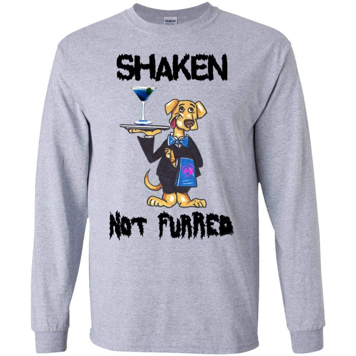 WineyBitches.Co Shaken Not Furred Long Sleeve Ultra Soft Cotton T-Shirt for Women | Comfortable Casual Wear for Wine Nights & Outings