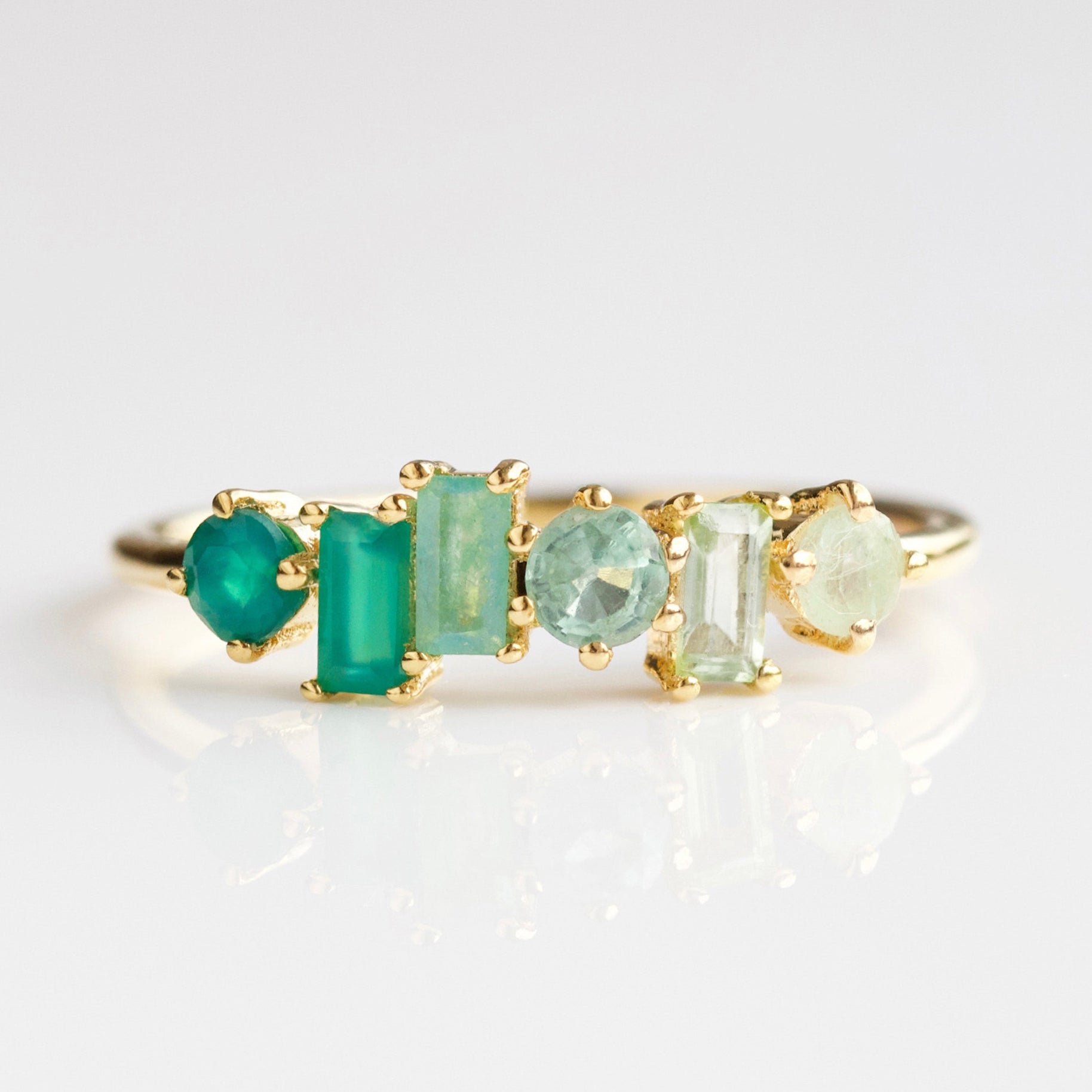 Green Gemstone Ombre Ring - Elegant Handmade Jewelry for Women | Perfect for Weddings, Parties & Everyday Wear