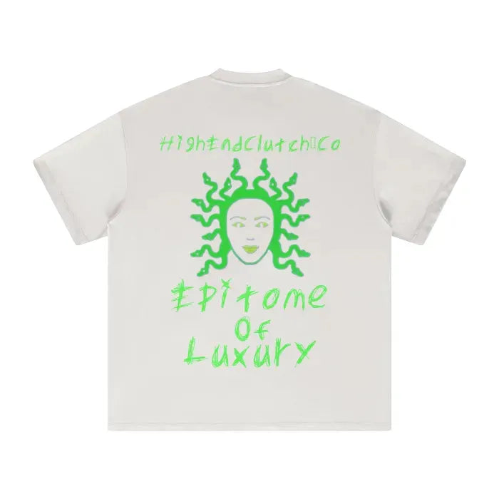 Premium Medusa Print Heavyweight T-Shirt - 305GSM Earth Tone FOG Style Tee for Streetwear & Casual Outfits