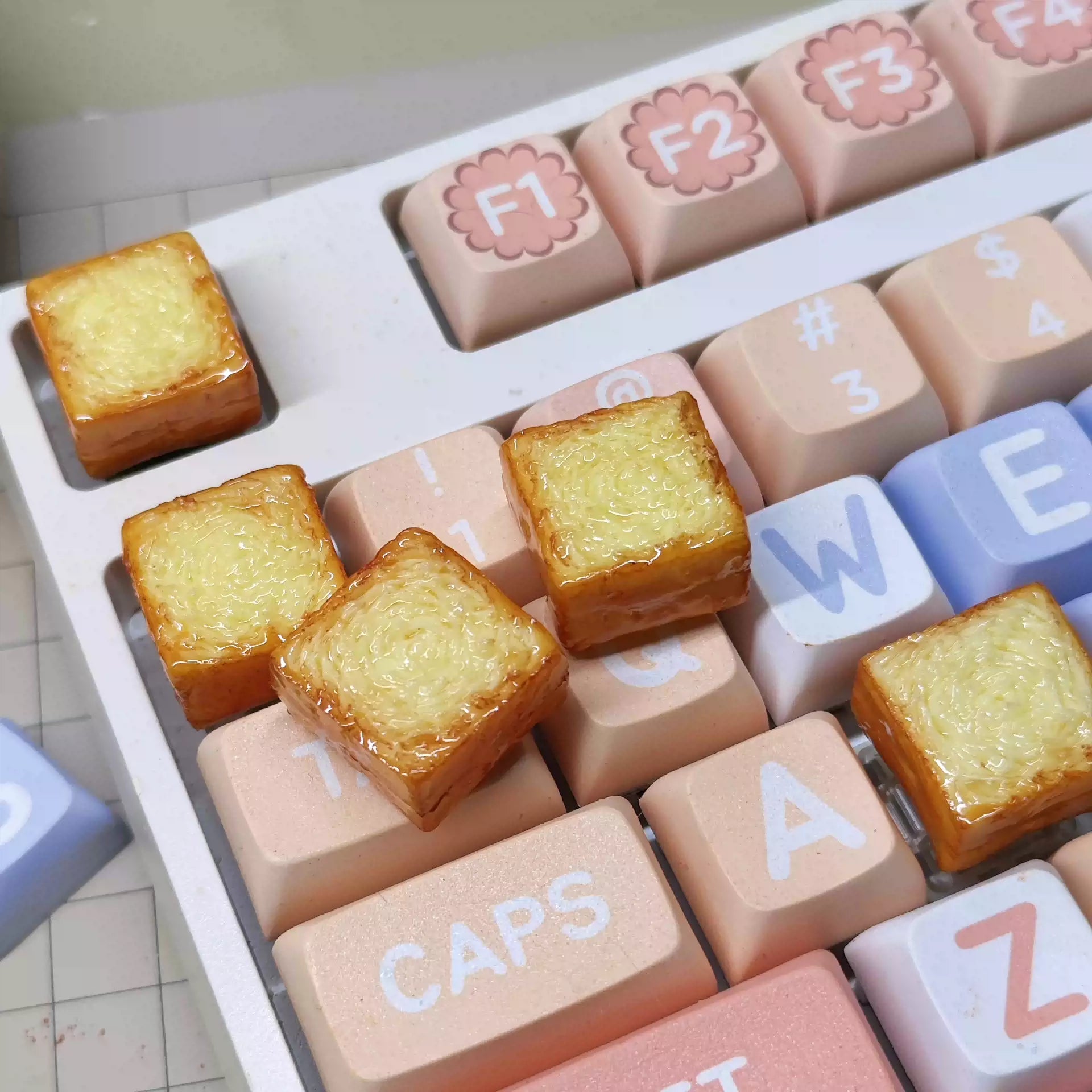 Handmade Resin Clay Food Collection Keycaps - Custom Stone Plastic Clay Artisan Keycaps for Mechanical Keyboards | Unique Keyboard Decor for Gaming & Office Use