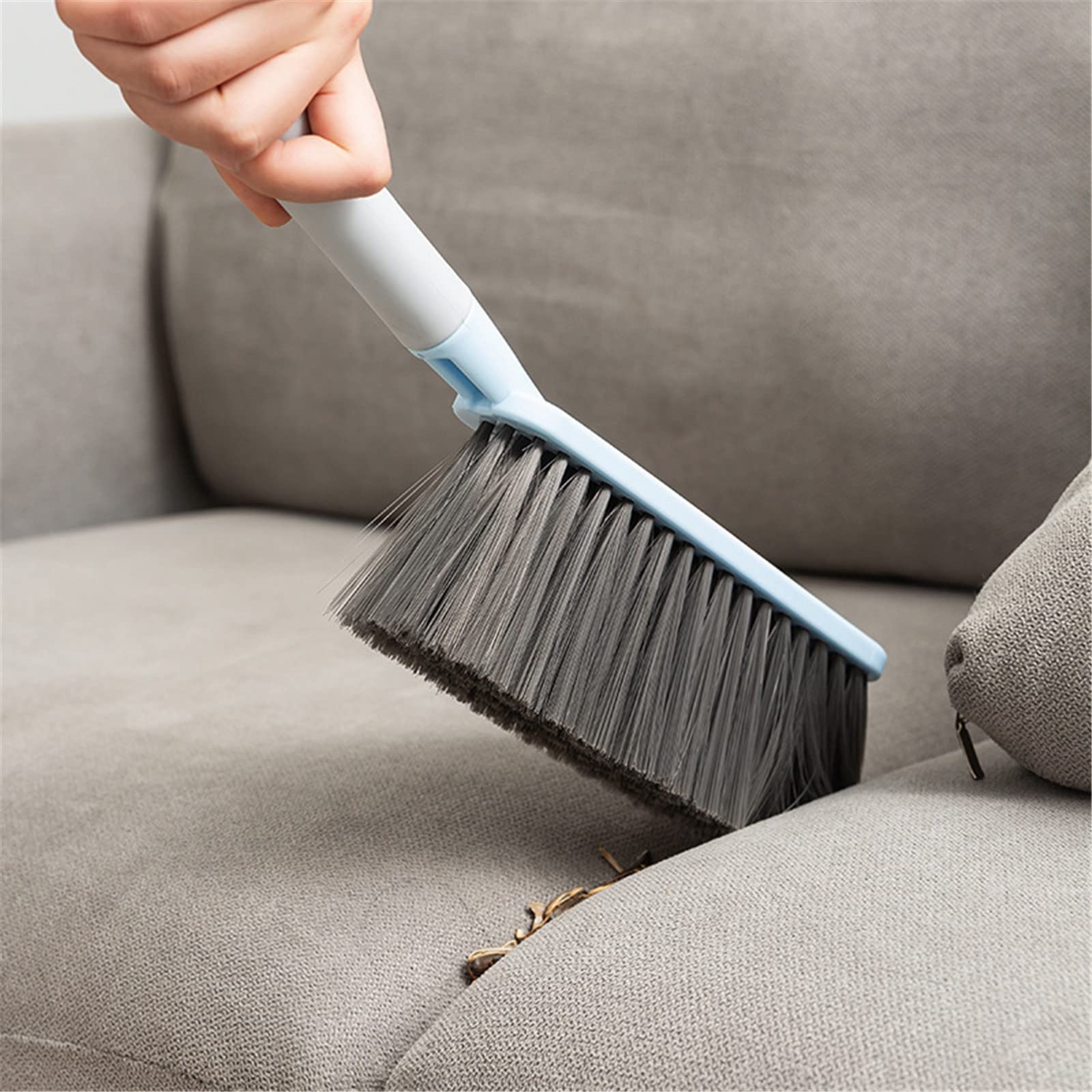 Multi-Functional Soft Bristle Hand Broom Cleaning Brush - Dust Remover for Sofa, Furniture, Car, Bed & Garden - Portable Travel Cleaning Tool for Home & Outdoor Use (Blue)