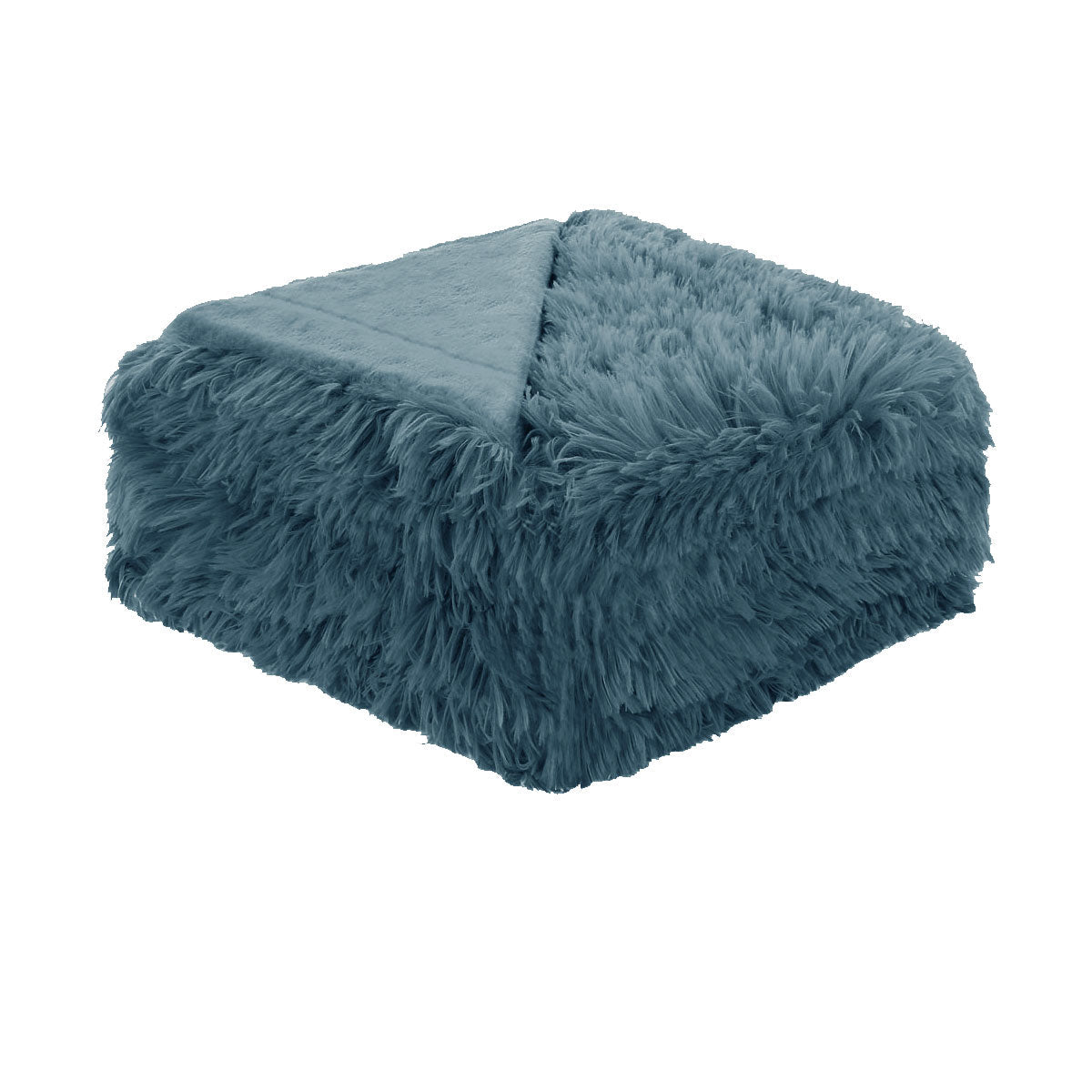 Soft Shaggy Long Hair Blanket - Queen Size, Dusk Blue - Ultra Plush & Cozy for Hotels, Living Rooms & Bedrooms
