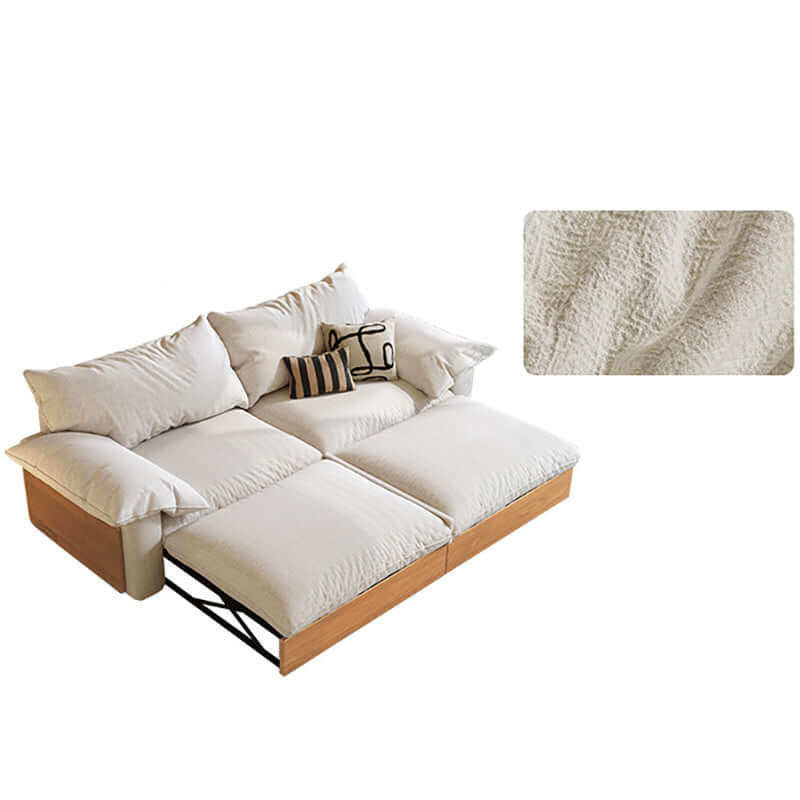 Modern Japandi Pull Out Sofa Bed - 3 Fabric Choices for Living Room, Guest Room & Small Spaces | Comfortable Convertible Sleeper for Home & Office Use