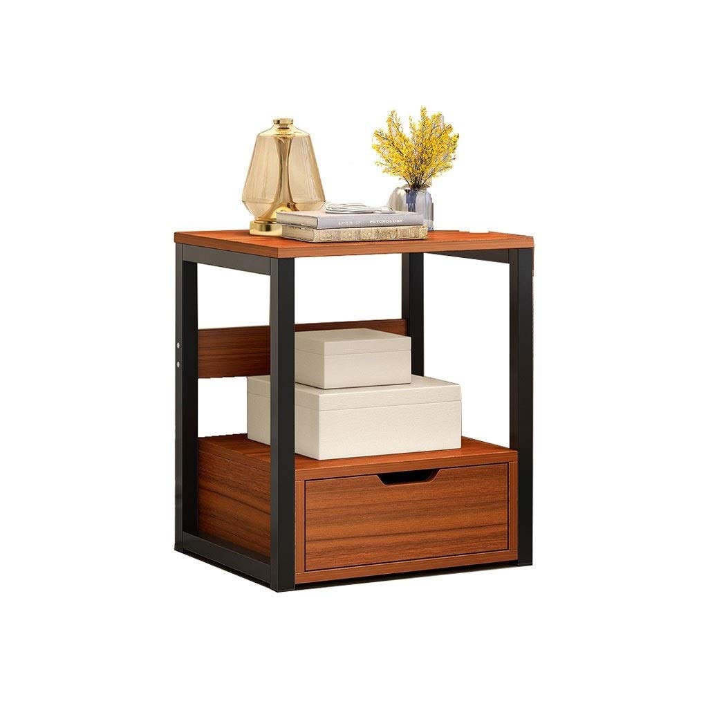 Multifunctional Side End Table with Drawer - Bedside Nightstand, Sofa Couch Table, Bedroom Storage Locker - Compact Brown End Table for Living Room, Dorm, Office (Brown)