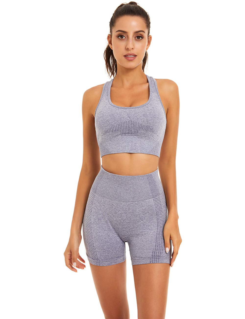 Seamless Yoga Workout Set for Women - 2 Piece Gym Outfit with Sports Bra & Shorts | Perfect for Yoga, Pilates & Fitness Training