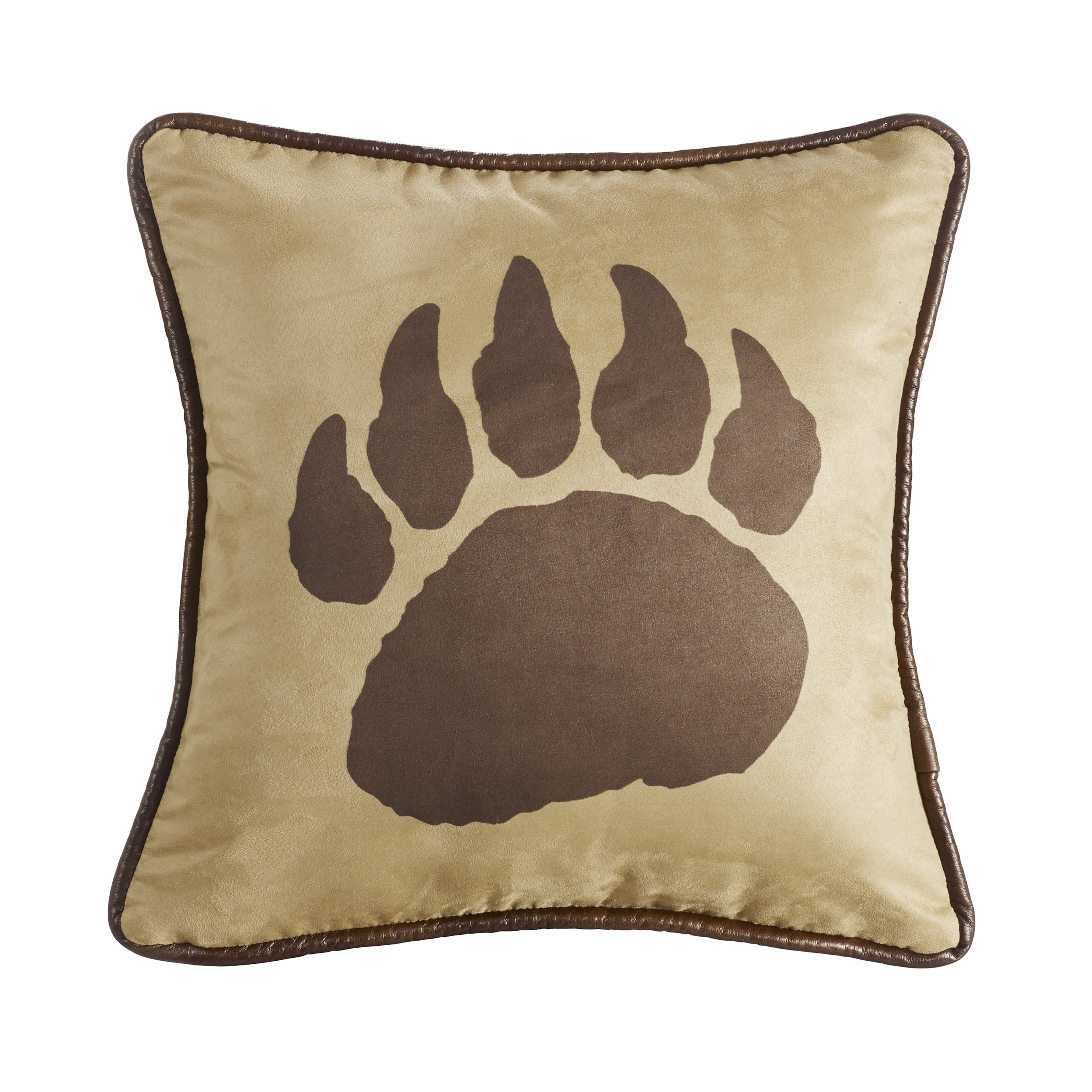 Soft Faux Suede Bear Claw Pillow with Reverse Faux Leather - Cozy Home Decor for Living Room, Bedroom, and Office
