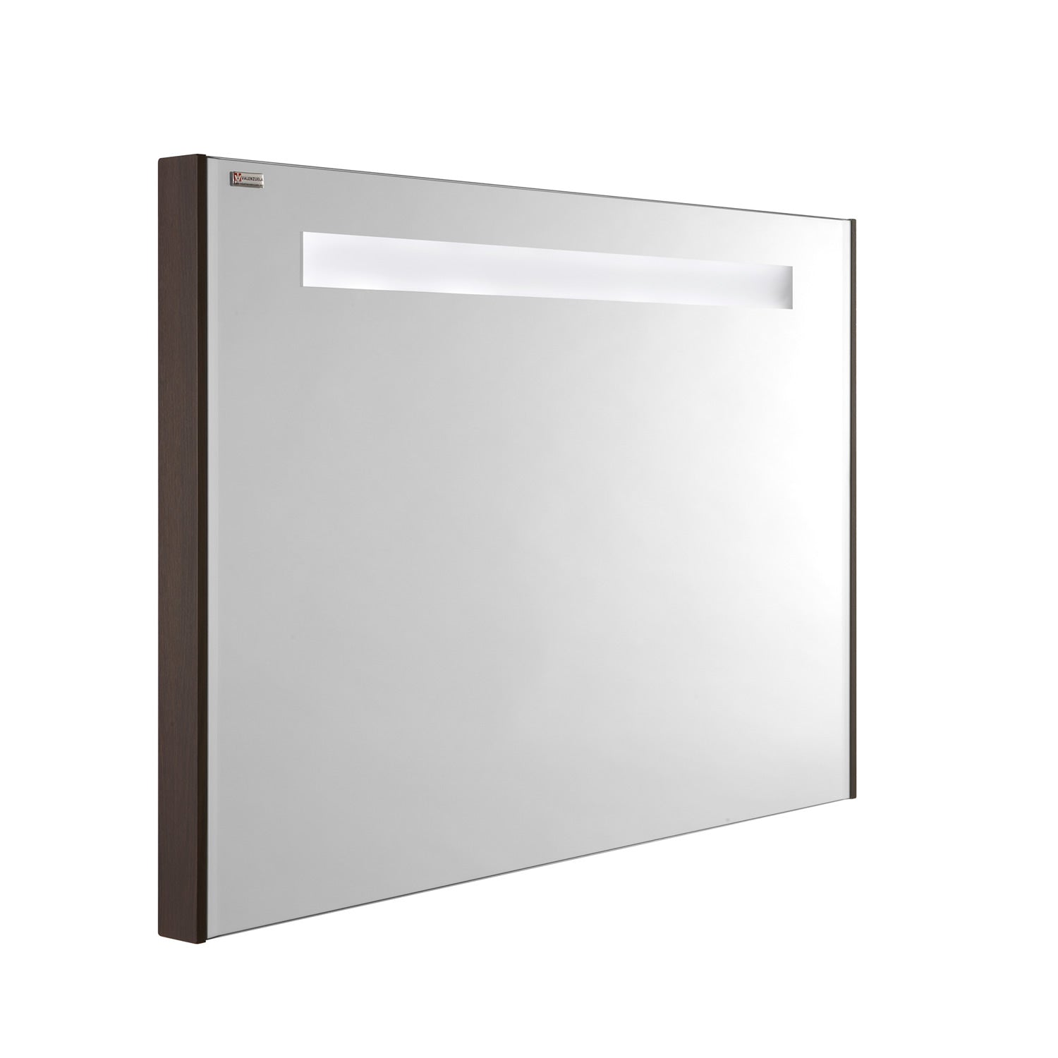 48 LED Backlit Bathroom Vanity Mirror with Wall Mount - Walnut Finish, Modern Barcelona Series by VALENZUELA - Perfect for Makeup, Shaving & Home Decor