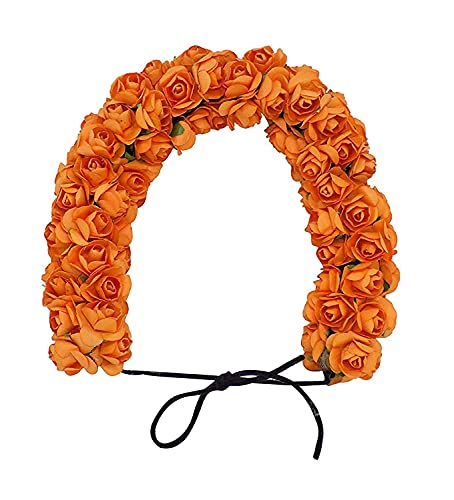 Kabello Artificial Flower Hair Gajra - Orange Bridal Hair Accessories for Women & Girls - Perfect for Weddings, Parties & Festivals