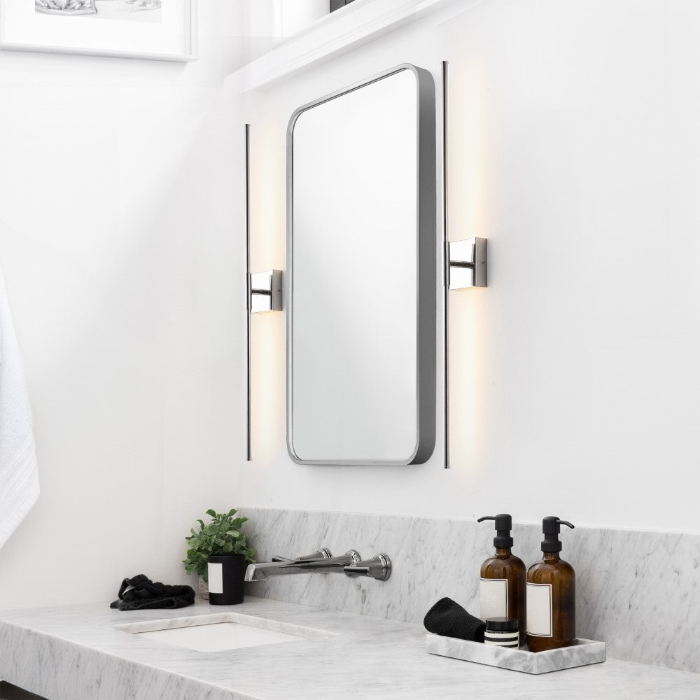 Modern Minimalist Dimmable LED Wall Sconce - 32 Inch Integrated Metal Light Fixture for Bedroom, Living Room & Hallway Lighting