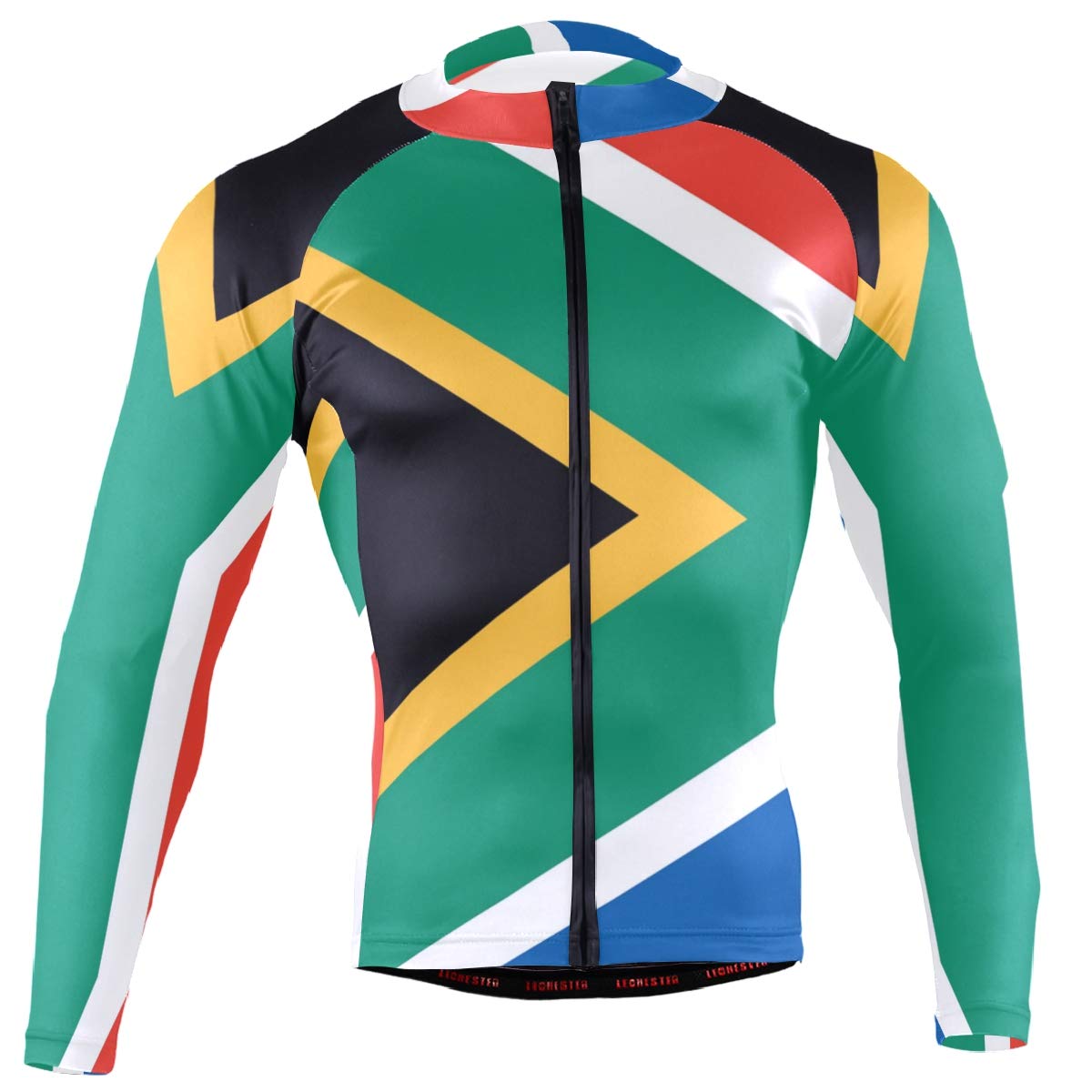 South Africa Flag Men's Cycling Jersey - Long Sleeve Bike Jacket for Road & Mountain Biking - Moisture Wicking Bicycle Shirt for Training & Racing - Perfect for Outdoor Sports & Cycling Enthusiasts