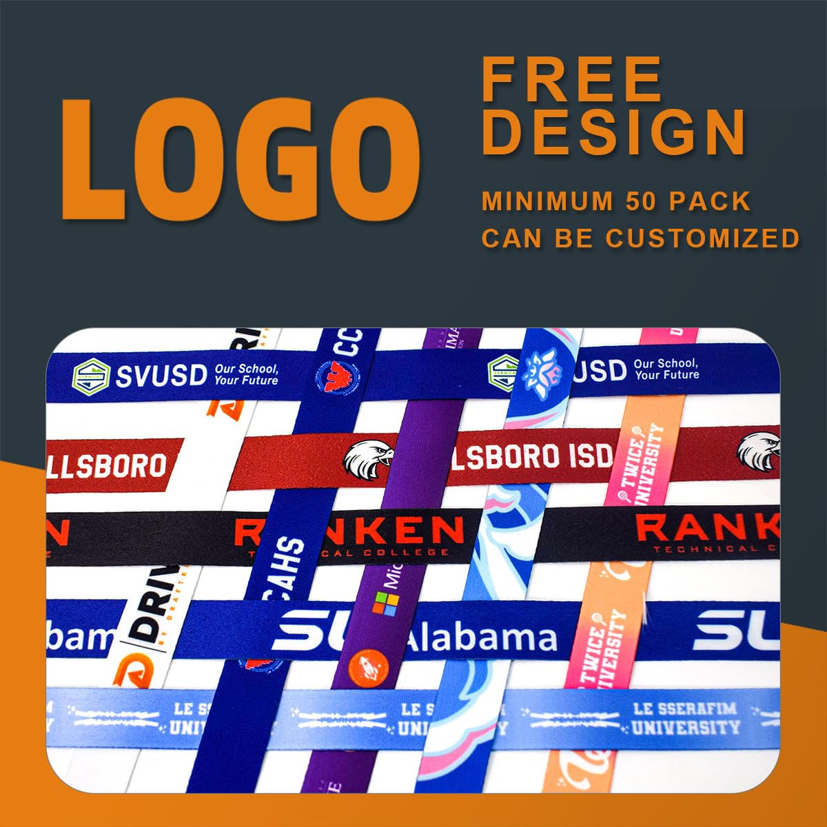 100 Pack Customizable 0.59 Inch Wide Lanyards with Swivel Hook - Personalized Neck Straps for ID Badges, Keys & Event Passes - Add Your Logo or Text - Bulk Lanyards for Schools, Offices & Conferences