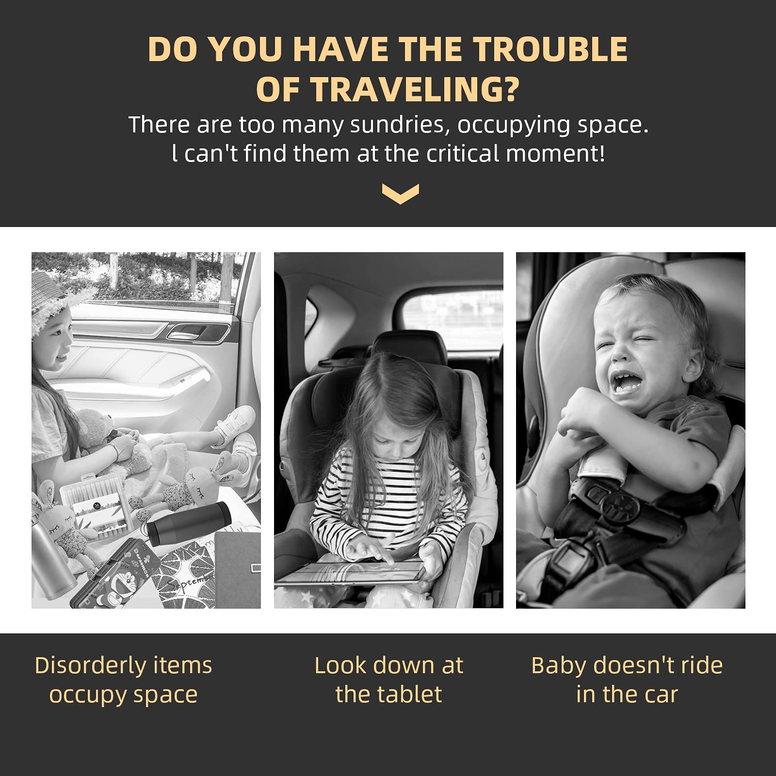 Upgraded Leather Car Backseat Organizer with Trash Can & Tablet Holder - Anti-Kick Seat Protector & Storage Bag for Kids Toddlers | Perfect for Road Trips, Family Travel & Keeping Your Car Clean (Beige)