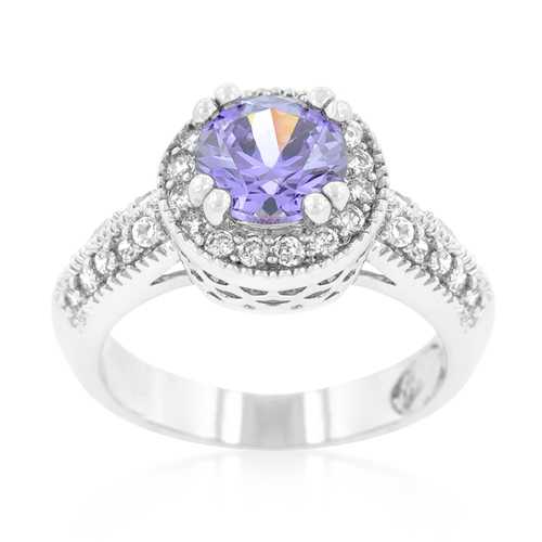 Lavender Halo Engagement Ring - 14K White Gold Diamond Wedding Ring for Women | Perfect for Proposals, Anniversaries & Romantic Occasions