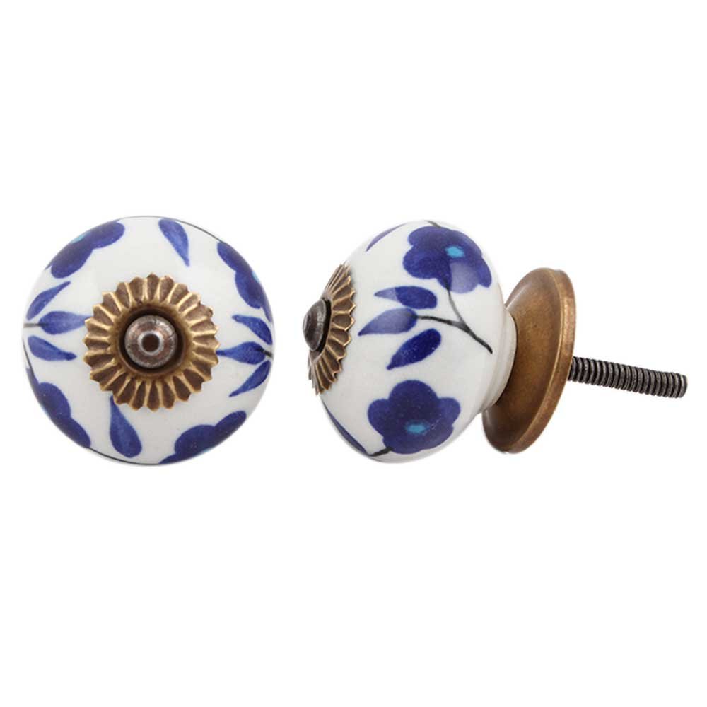 4-Pack White Geranium Ceramic Drawer Knobs - Handmade Luxury Cabinet Hardware for Kitchen, Dresser & Furniture - Elegant Decorative Pulls for Doors, Cabinets & Home Décor