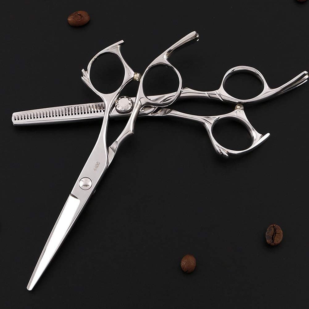 Professional Hairdressing Scissors 5.5 Inch - Salon Grade Barber Shears for Precision Hair Cutting - Silver Stainless Steel Flat Cut Teeth Scissors - Perfect for Salon Stylists & Home Haircuts
