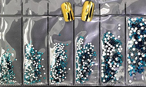 3D DIY Nail Art Rhinestones - 31 Colors (SS3-SS10) Small Glass Gems for Nail Decoration | Dark Aquamarine & More | Bulk Wholesale | Perfect for Salon, Home Manicure & Nail Art Designs