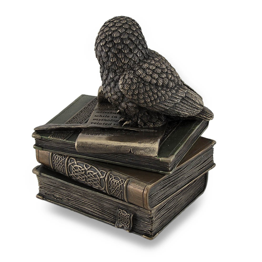 Veronese Design Bronzed Owl Perched on Books Trinket Box - Handcrafted Stash Box Statue for Home Decor, Book Lover Gift & Jewelry Storage