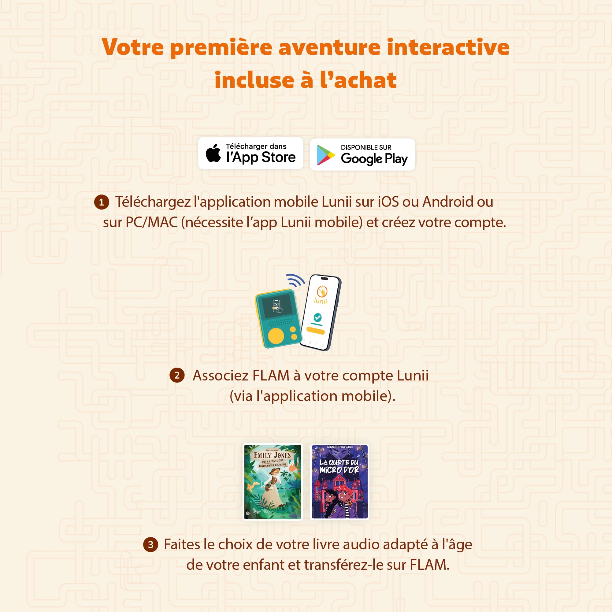 Lunii FLAM Interactive Audio Storyteller for Kids Ages 7-12 - Includes 2h45 of Stories - Compatible with My Story Factory Audiobooks - Made in France - Perfect for Bedtime, Travel & Learning Adventures