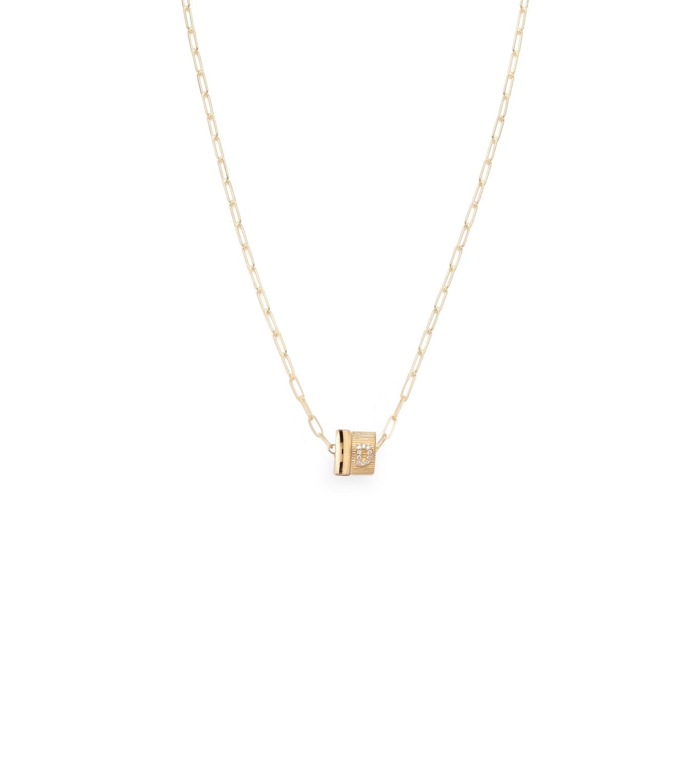 Pave Diamond Initial & Chubby Gold Heartbeat Super Fine Clip Chain Necklace - Elegant Layering Jewelry for Women, Perfect for Valentine's Day, Anniversary & Everyday Wear
