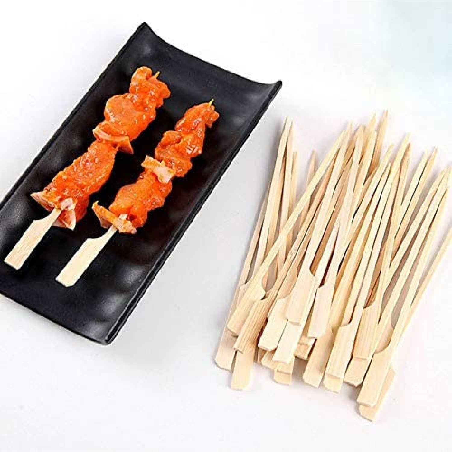 Noa Store Bamboo Skewers - 4 Inch Wooden Skewers for Appetizers, Fruit Kabobs, Cocktails & BBQ - 200 Count Mini Kabob Sticks & Toothpicks - Perfect for Party Platters, Charcuterie Boards & Grilling Snacks