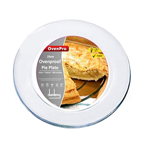 Dunlevy 10-Inch Oven-Safe Glass Pie Plate - Transparent Baking Dish for Pies, Tarts & Flans - Heat-Resistant from Oven to Table (25cm, 1-Piece) - Perfect for Thanksgiving, Christmas Baking & Family Dessert Serving