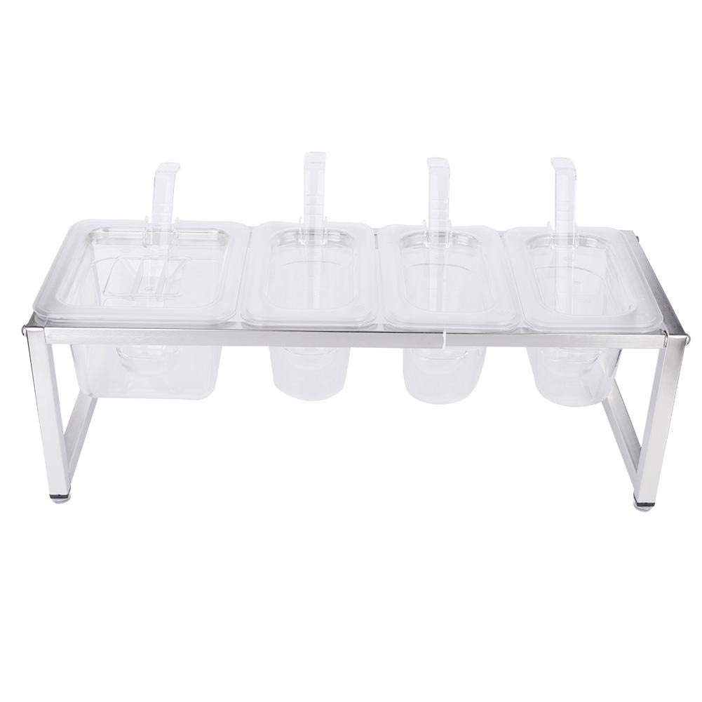 4-Tier Transparent Spice Rack Organizer with Removable Spoons - Perfect for Salt, Pepper & Seasoning Storage - Ideal for Kitchen Countertop, Pantry & Cooking Space Organization