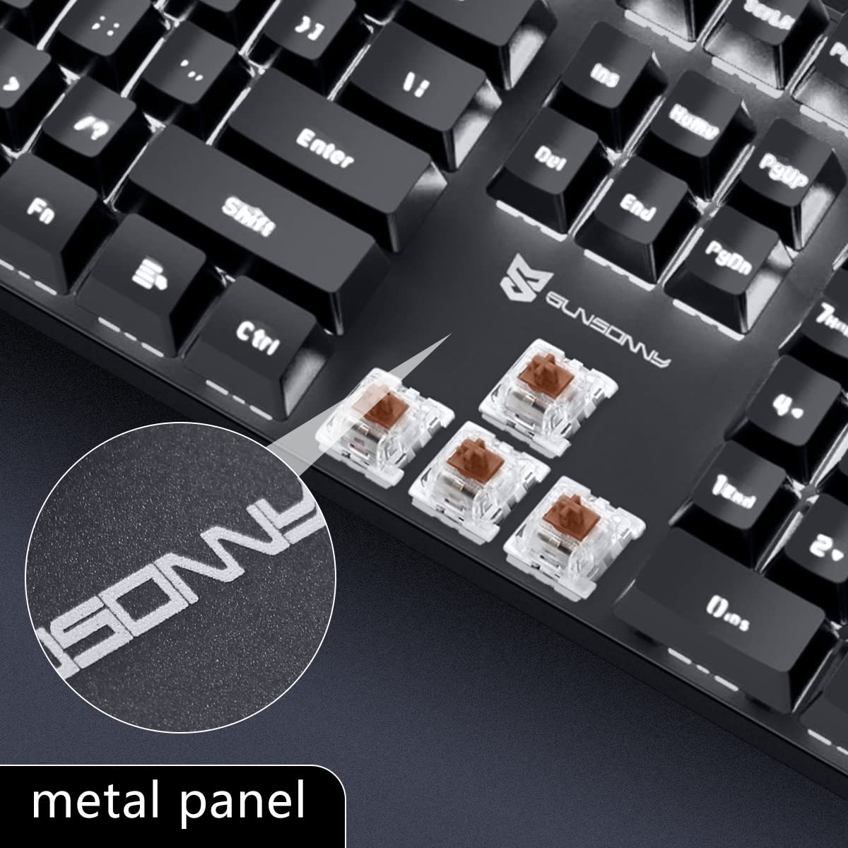 Hot Swappable Mechanical Gaming Keyboard with Ice Blue Backlight & Brown Switches - 104 Key Wired Keyboard for PC Gaming | Perfect for FPS, MOBA & Typing Enthusiasts