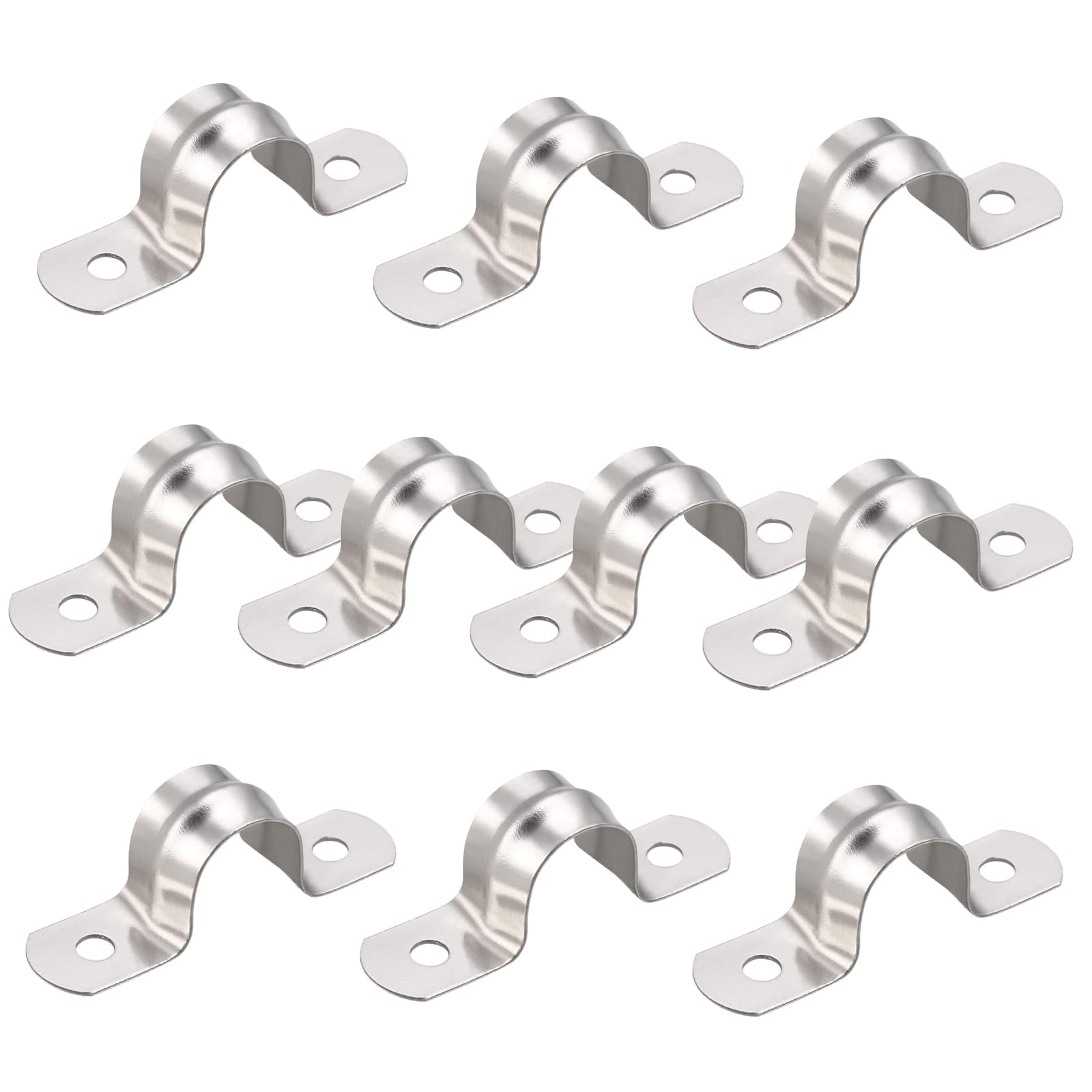 AKIHISA 10 Pcs 304 Stainless Steel U Tube Pipe Clamp - 5/8 Inch (16mm) ID U Bracket Pipe Strap Clamp for Plumbing, HVAC, and Automotive Applications