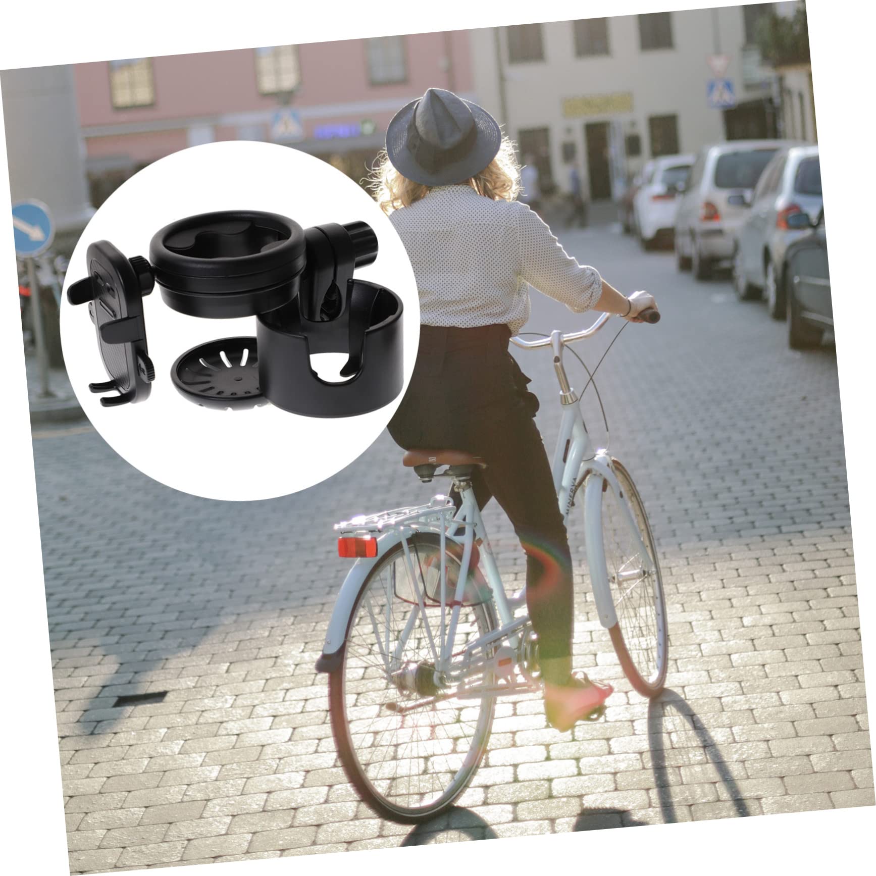 Wakauto 2-Pack Metal Cup & Phone Holder for Jogging Strollers - Secure Smartphone & Drink Holder for Running, Walking, Shopping - Perfect for Parents & Outdoor Activities