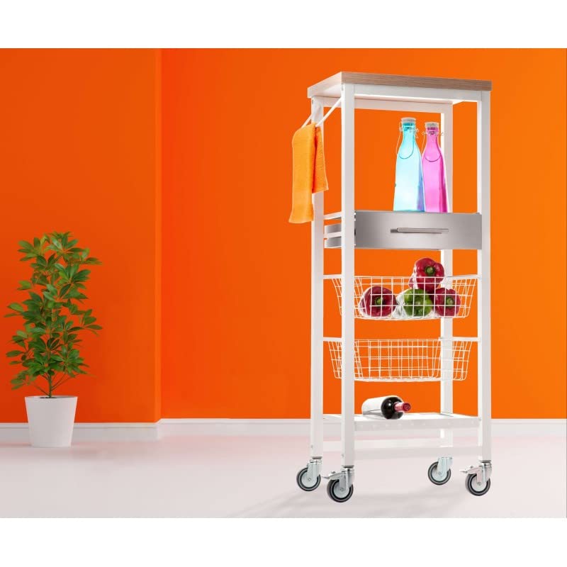 DON HIERRO - 3-Tier Metal Rolling Cart with Storage, Stainless Steel Kitchen Utility Cart on Wheels - Perfect for Kitchen Organization, Bathroom Storage, or Office Supplies