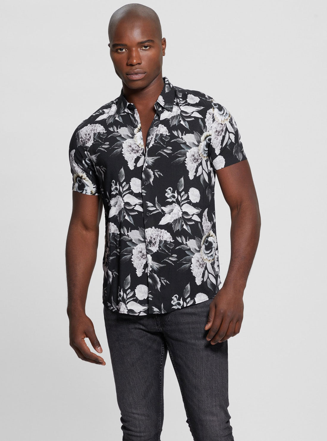 Eco-Friendly Black Rayon Floral Print Shirt for Women - Casual Summer Blouse for Office, Date Night & Vacation