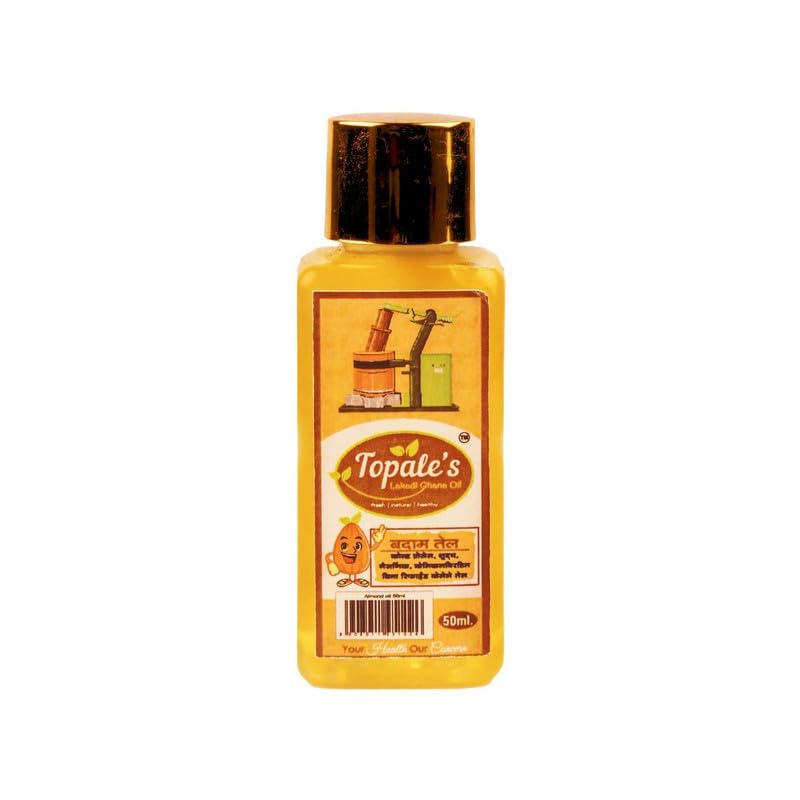 Topale's 100% Pure Cold Pressed Almond Oil 50ml - Vitamin E Rich Badam Oil for Face, Hair Growth & Baby Massage | Nourishes Skin & Strengthens Hair | Perfect for Daily Skincare, Hair Care & Infant Massage Routines