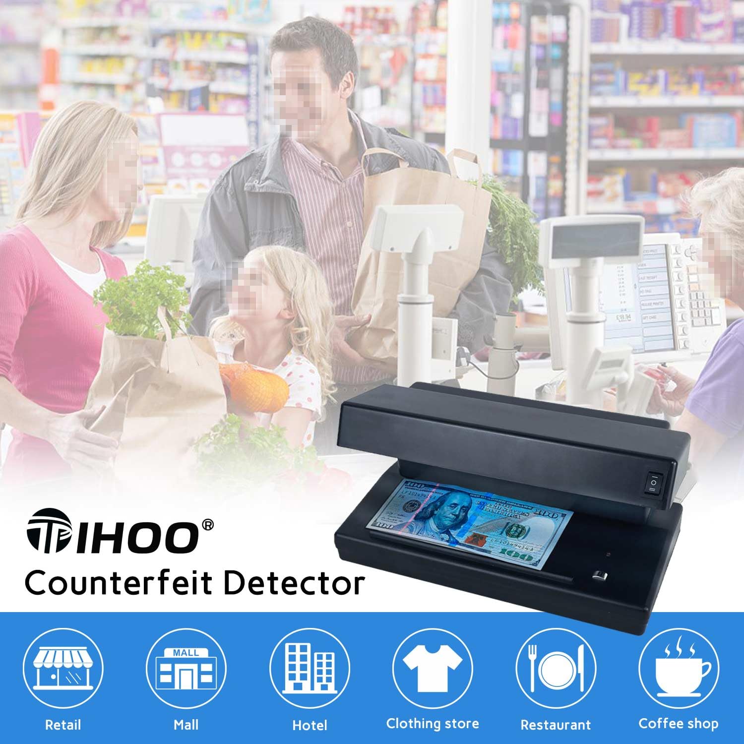 **Premium UV Counterfeit Bill Detector – 2 x 6W Powerful UV Light, Magnetic & Watermark Detection for All Currencies, Credit Cards & IDs – Ideal for Retail, Banks & Cash Handling (Black)**