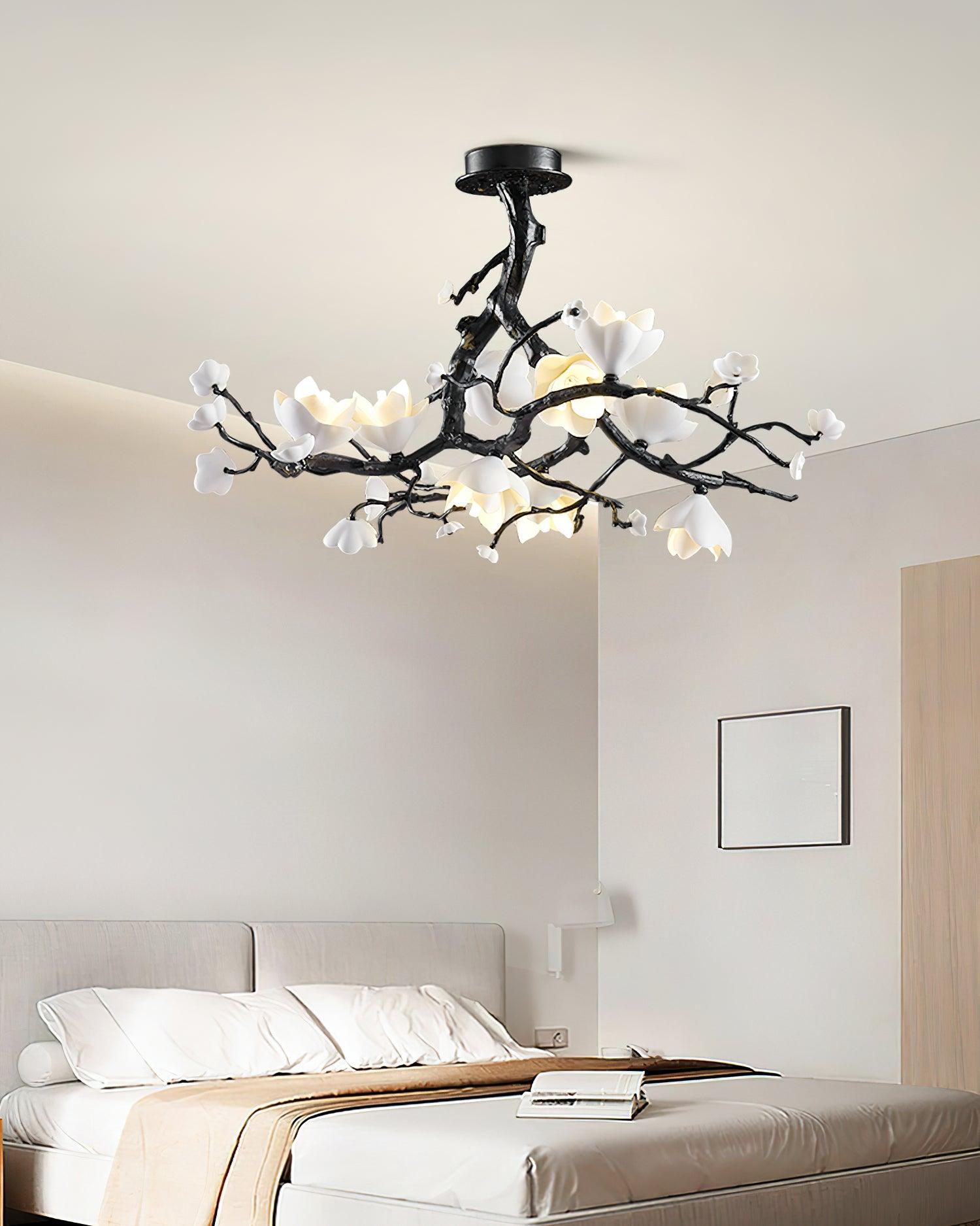 Black Copper Tree Chandelier - Modern Rustic Ceiling Light Fixture for Dining Room, Living Room & Bedroom Decor