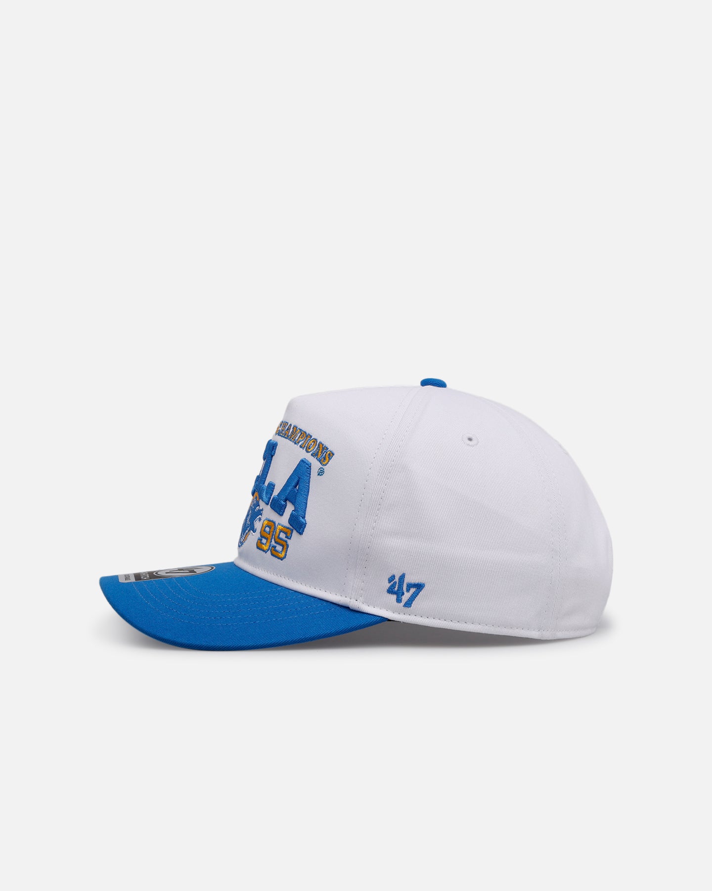 47 Brand UCLA 1995 'March Madness' Snapback Hat - White & Light Blue Adjustable Baseball Cap for Men & Women - Perfect for Basketball Games, College Spirit & Streetwear Fashion