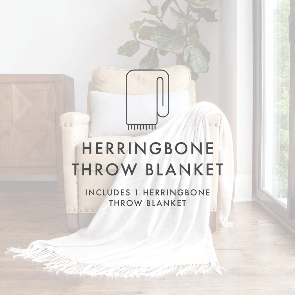 Soft Herringbone Pattern Throw Blanket - Cozy Fleece Blanket for Couch, Bed & Sofa - Perfect for Winter Nights, Movie Time and Home Decor (50