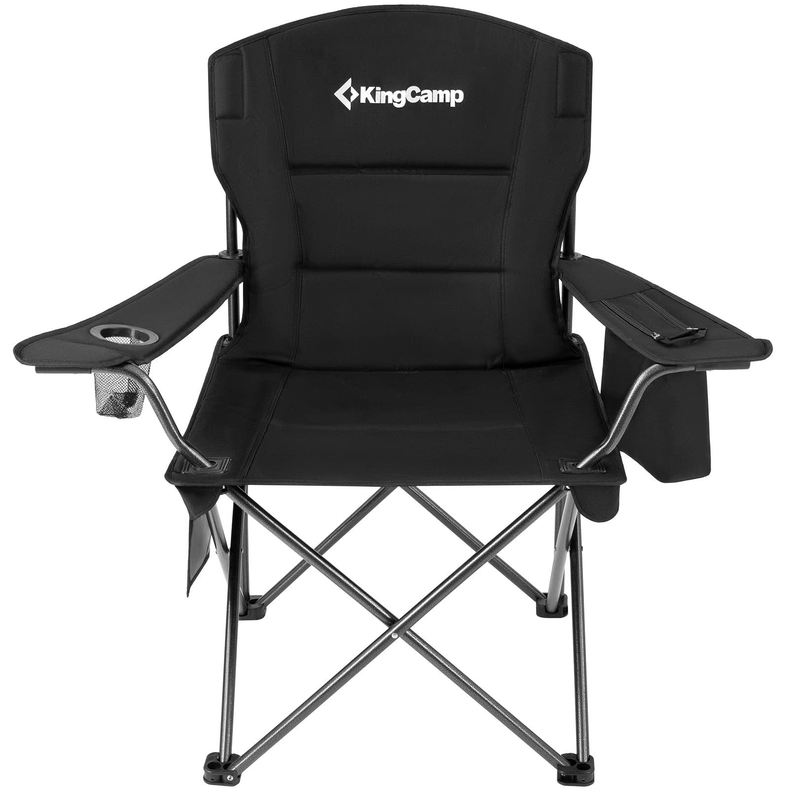KingCamp Heavy Duty Camping Chair for Adults - 300lbs Capacity Oversized Folding Chair with Full Padding, Cooler Bag & Cup Holder - Portable Outdoor Chair for Patio, Lawn, Fishing, Picnic, Sports & Beach Camping