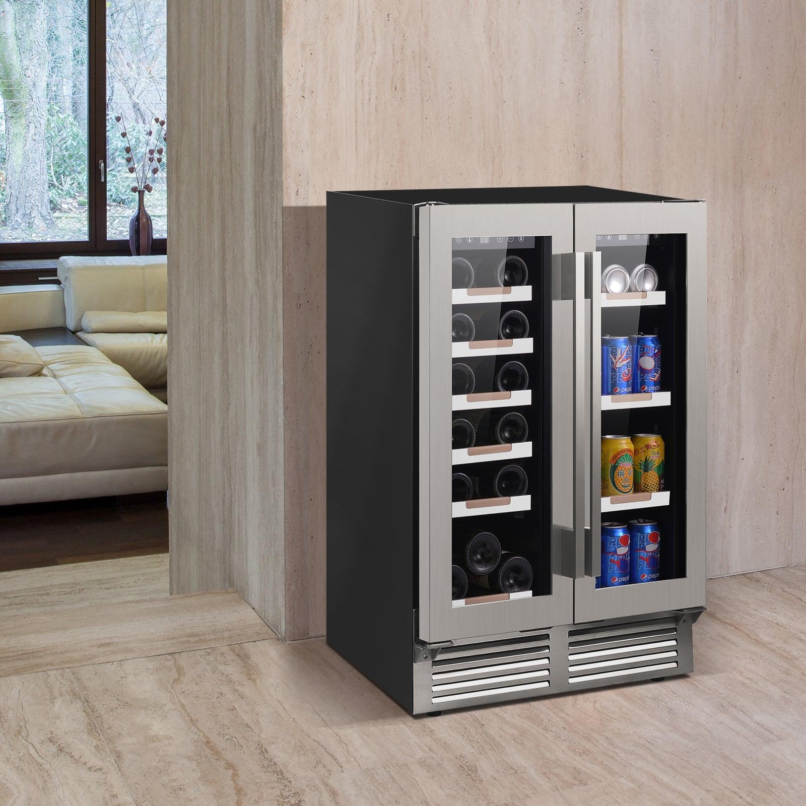 Avanti Elite WBE1956Z3S Stainless Steel Side by Side Wine and Beverage Cooler - Holds 19 Bottles & 56 Cans (12 oz) - Perfect for Home Bars, Restaurants, and Entertaining Guests