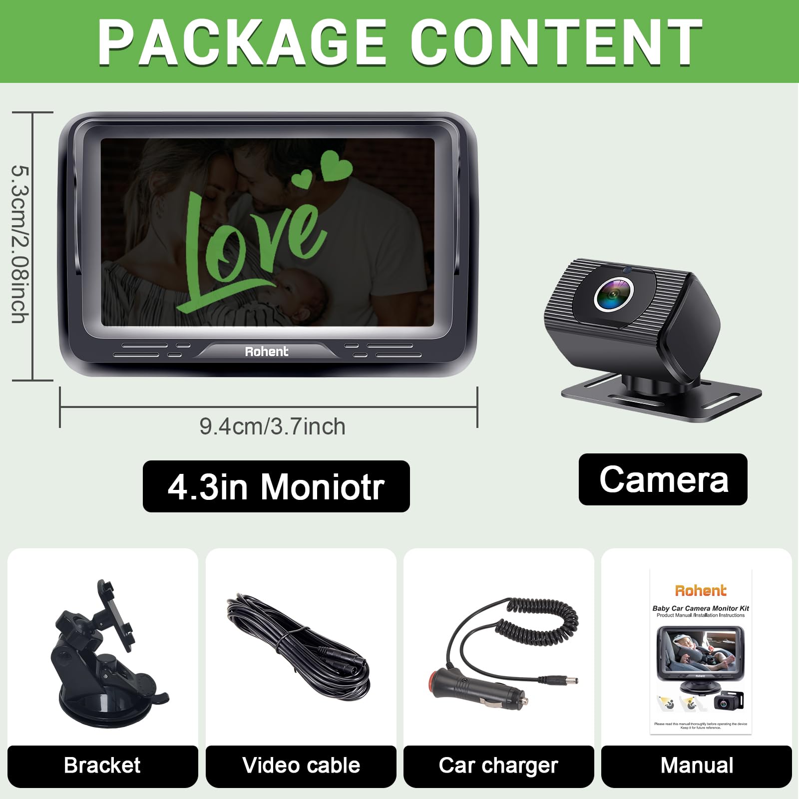HD 1080P Baby Car Camera with Night Vision - Rear Facing Car Seat Monitor with 360° Rotation, Easy Installation for Safe Travel | Perfect for Parents to Monitor Kids in Backseat During Road Trips