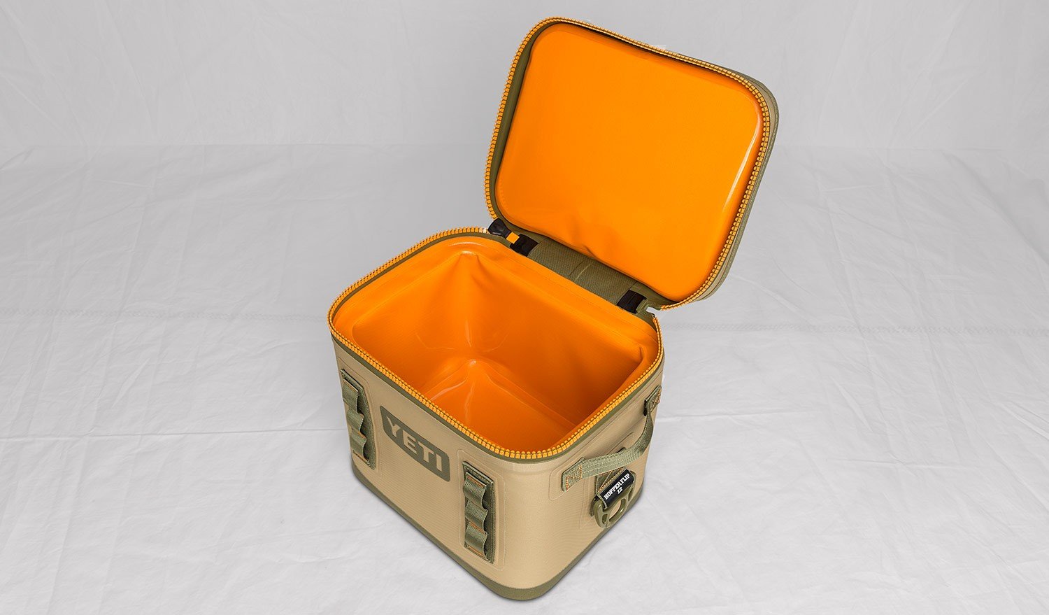YETI Hopper Flip 12 Can Portable Cooler - Insulated Soft-Sided Cooler for Camping, Beach & Tailgating - Field Tan / Blaze Orange - Keeps Drinks Cold for Hours - Perfect for Outdoor Adventures, Picnics & Road Trips