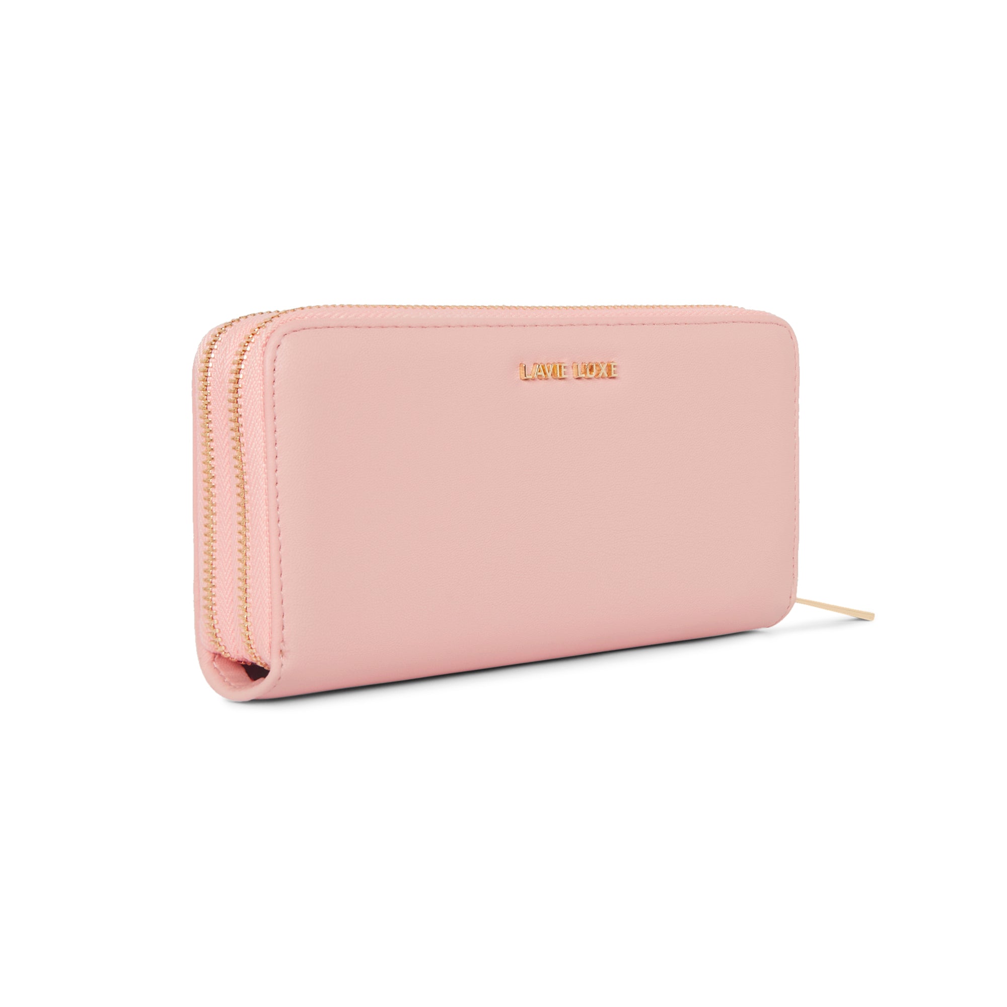Lavie Luxe Light Pink Large Women's Dual Zip Wallet - Stylish RFID Blocking Wristlet Clutch for Everyday Use & Travel