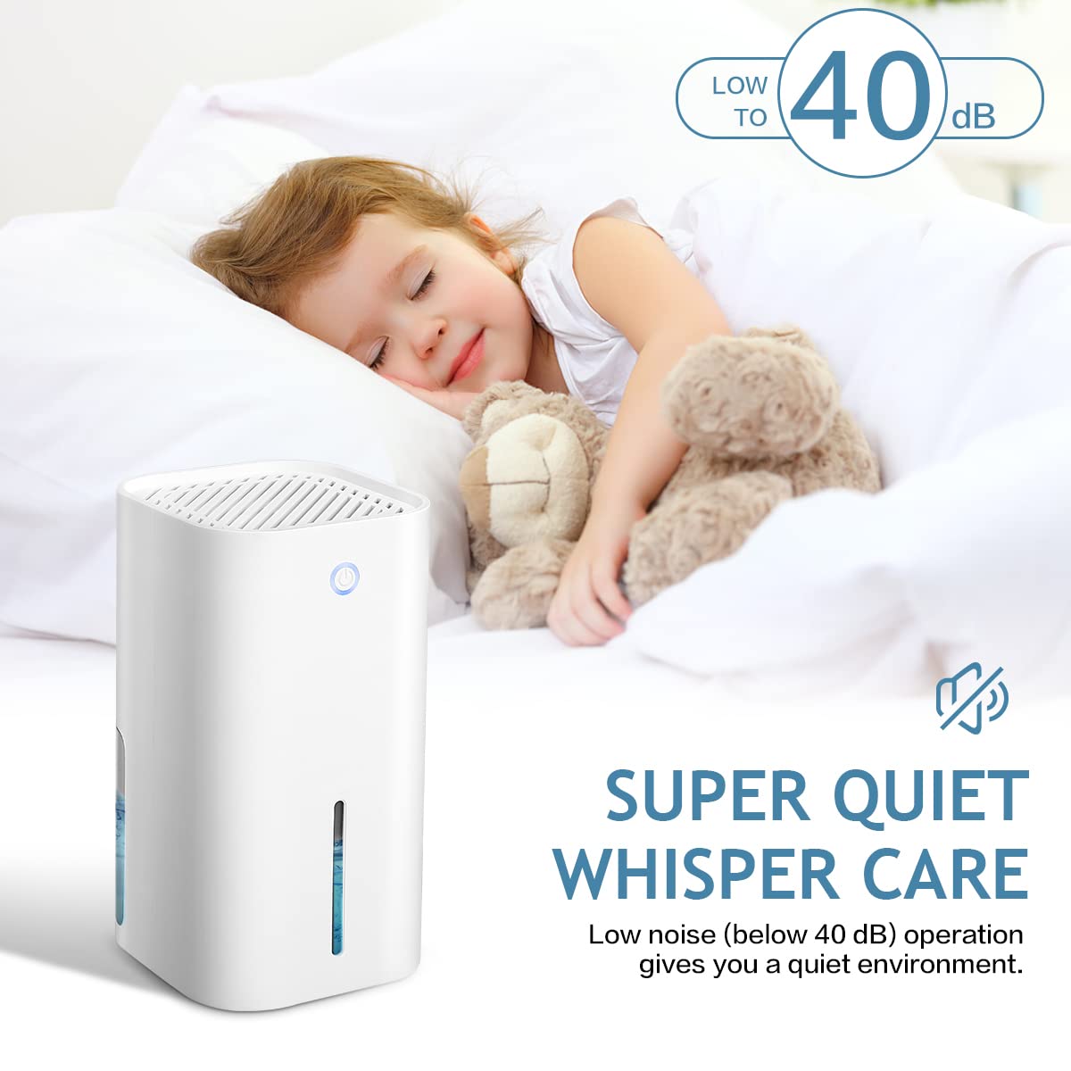 VOSAREA Mini Portable Dehumidifier with LED Indicator - Auto Shutoff for Home, Bedroom, Basement & Closet - Compact Moisture Absorber for Damp Spaces