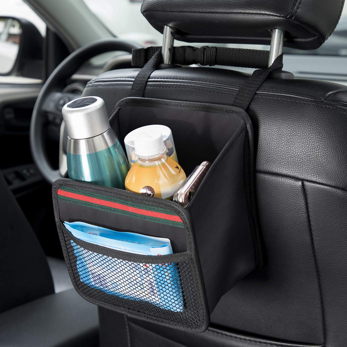 Premium Hanging Car Back Seat Organizer - Waterproof, Odorless Fabric Storage Bag (9X7.8 in, Black) | Perfect for Road Trips, Family Travel & Daily Commute | Keep Your Car Clean & Organized