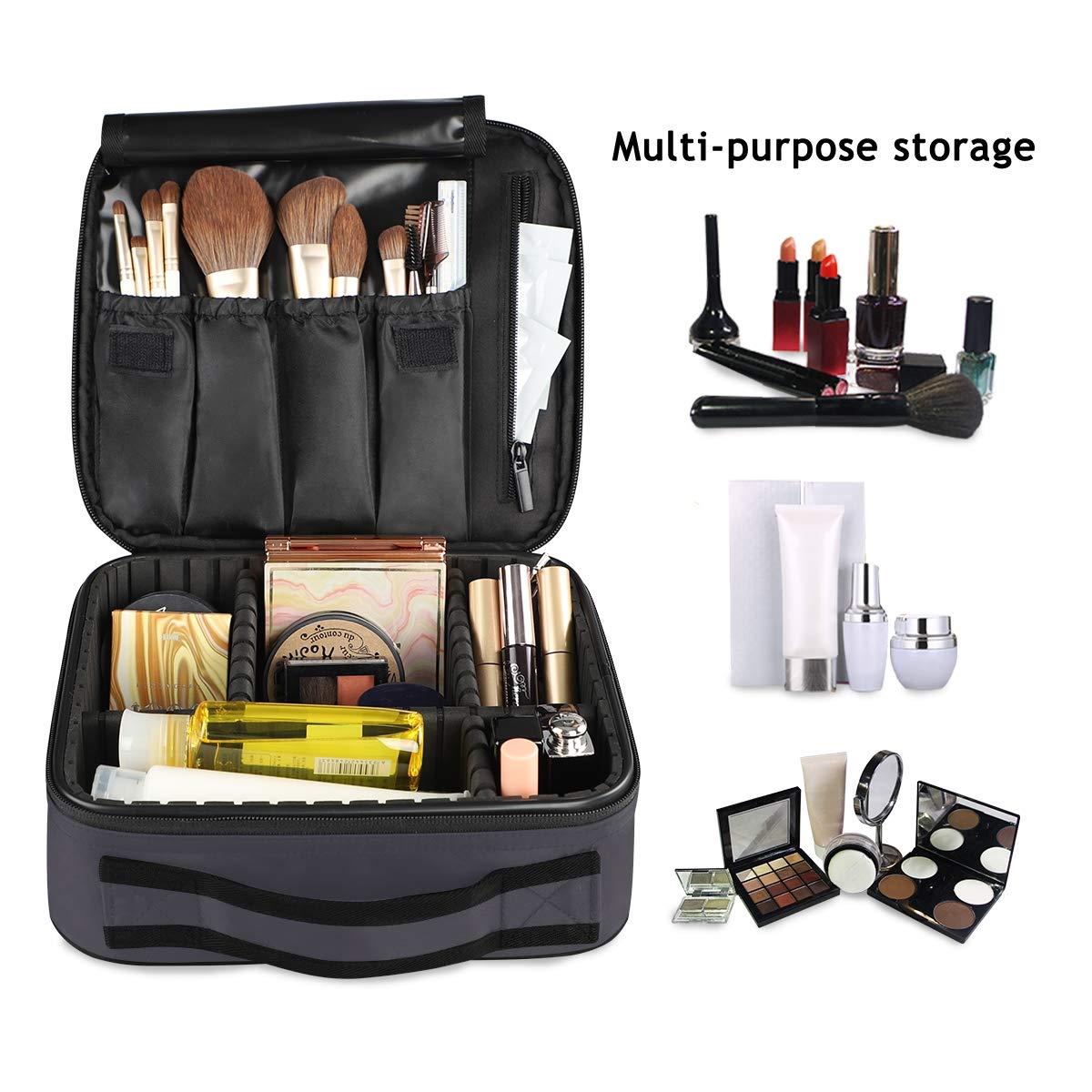 ALAZA Skull & Leaves Makeup Train Case - Adjustable Dividers Cosmetic Bag Organizer for Women & Teens - Portable Travel Toiletry Storage - Perfect for Travel, Home Organization & Gift Giving