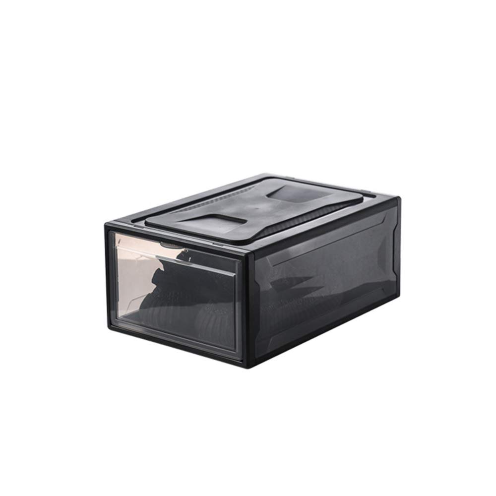 DSstyles Clear Shoe Organizer - Thickened Dustproof Storage Box for Sneakers, Toys, Socks | Multi-Purpose Home & Closet Organization Solution for Small Spaces (Black)