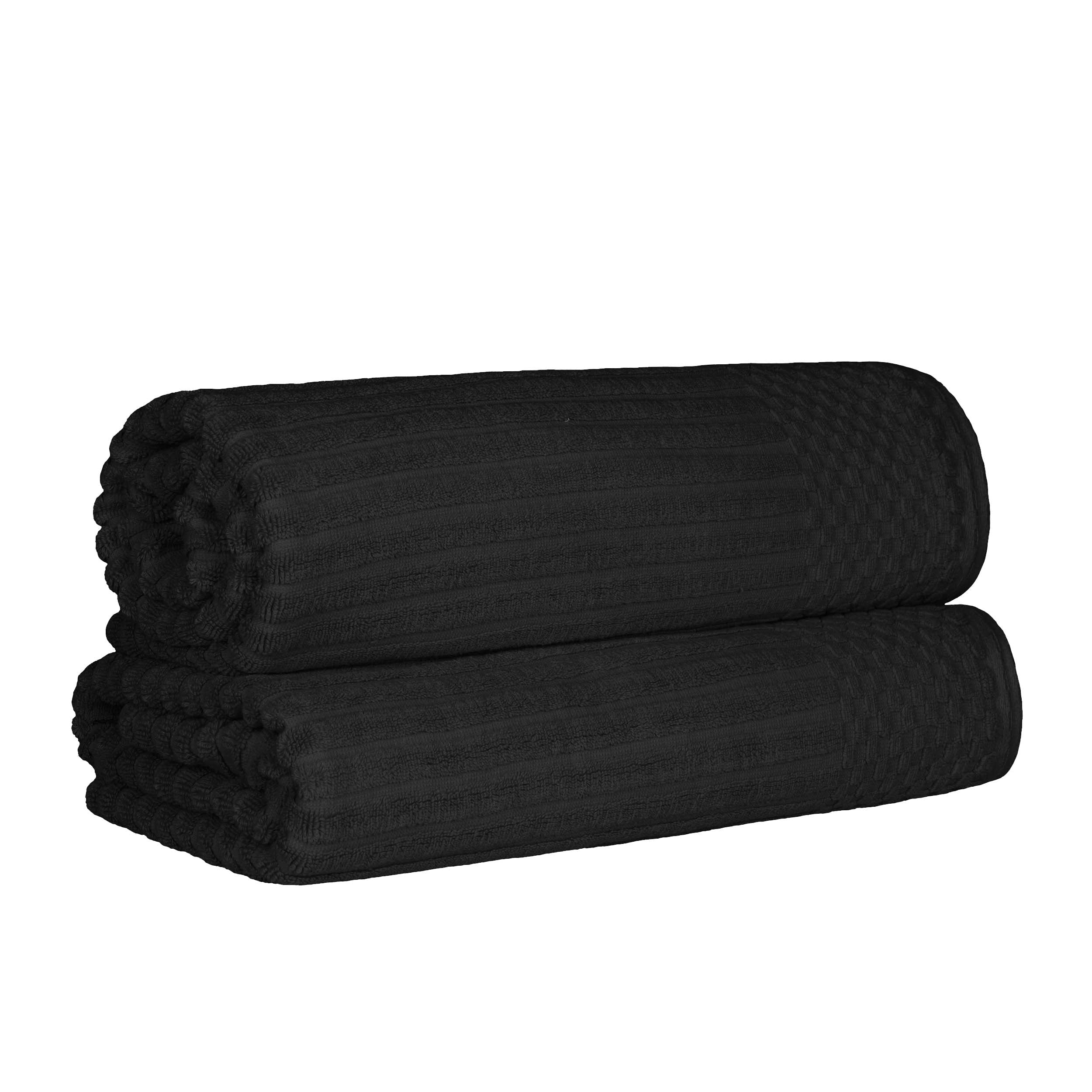 Premium Cotton Ribbed Textured Bath Towel Set - Ultra Absorbent 2-Piece Bath Sheet Set for Spa, Beach & Luxury Bathroom Use